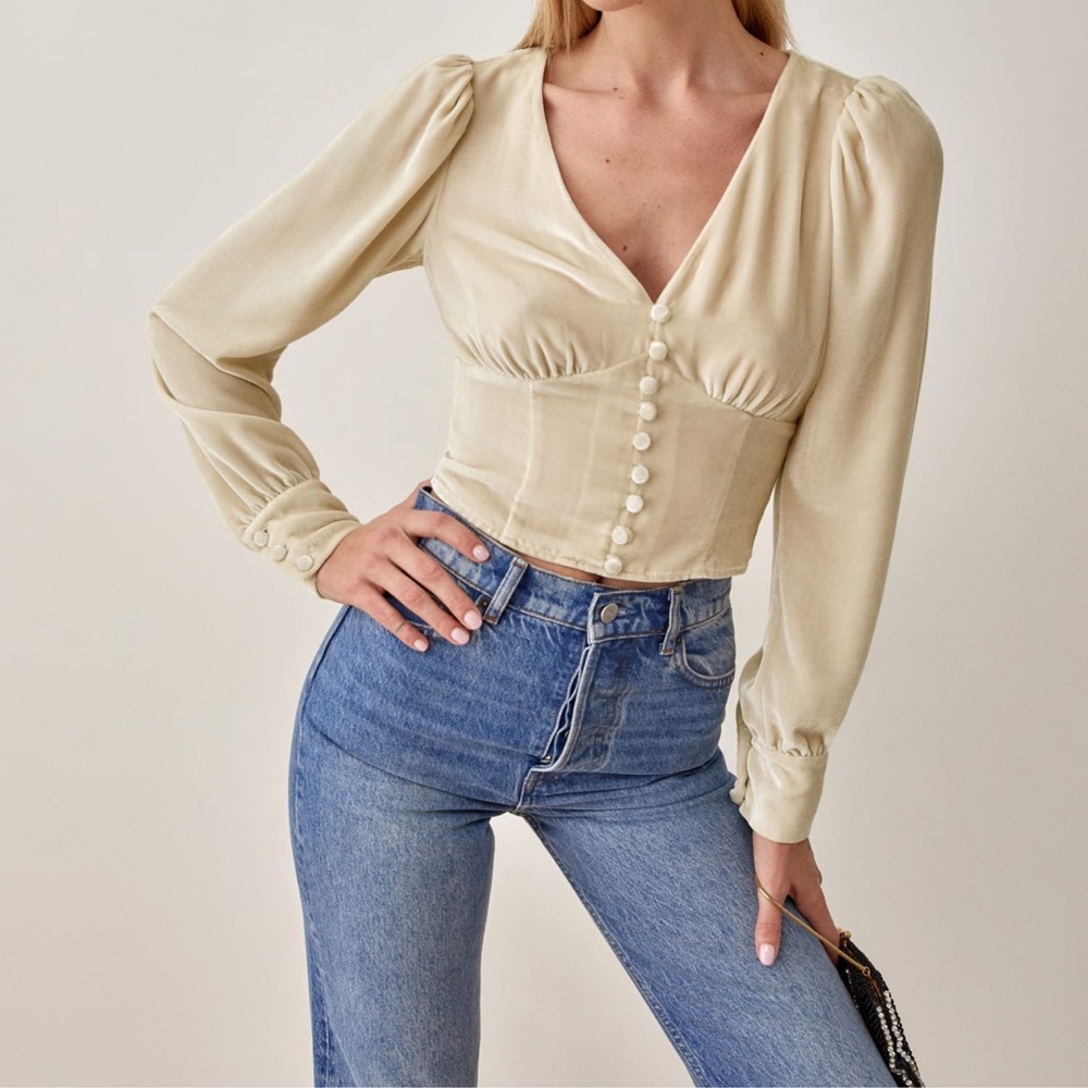 Reformation Henning Velvet Top